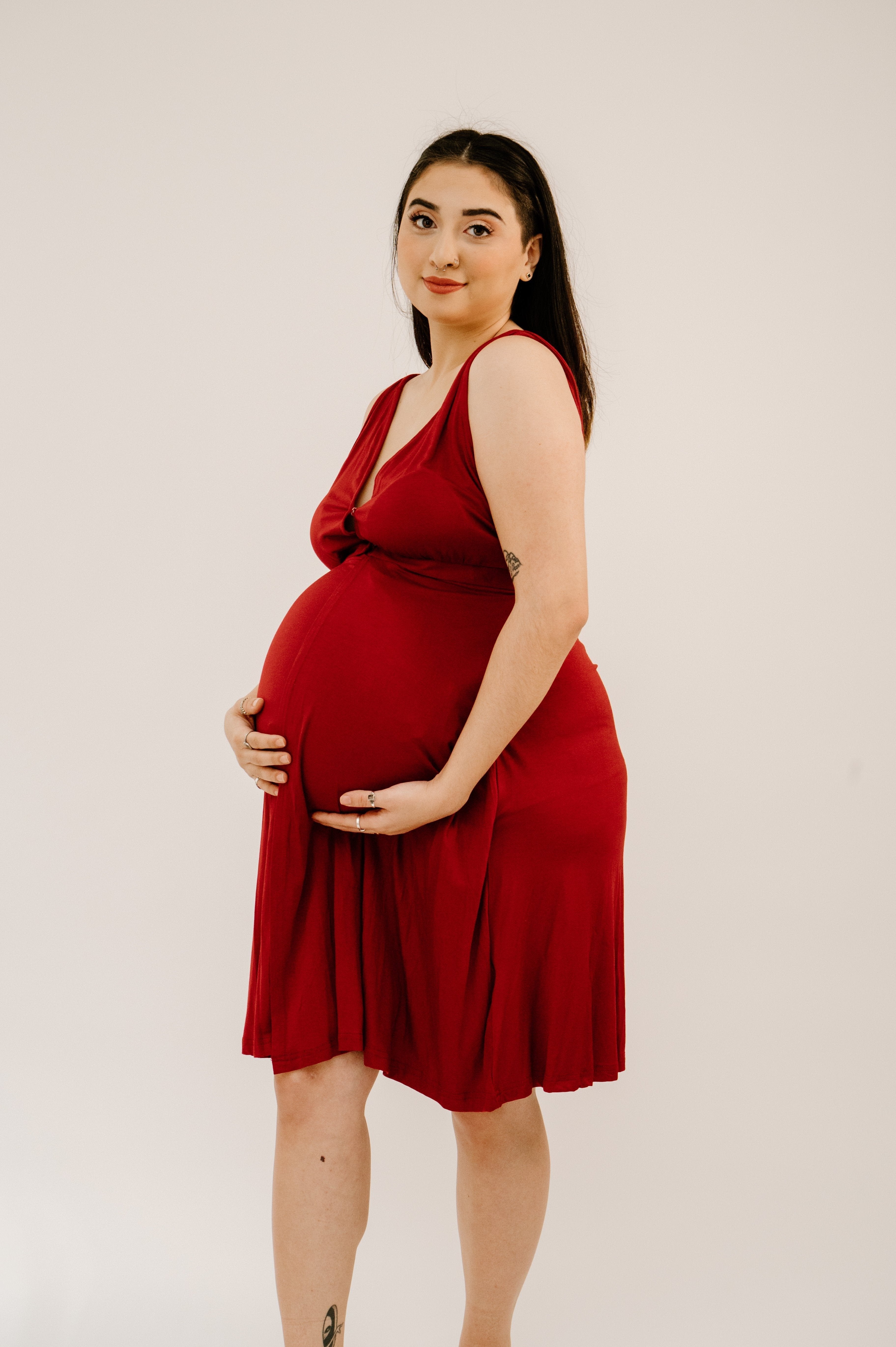 Juliet Labor & Postpartum Gown Crimson All Sales are Final