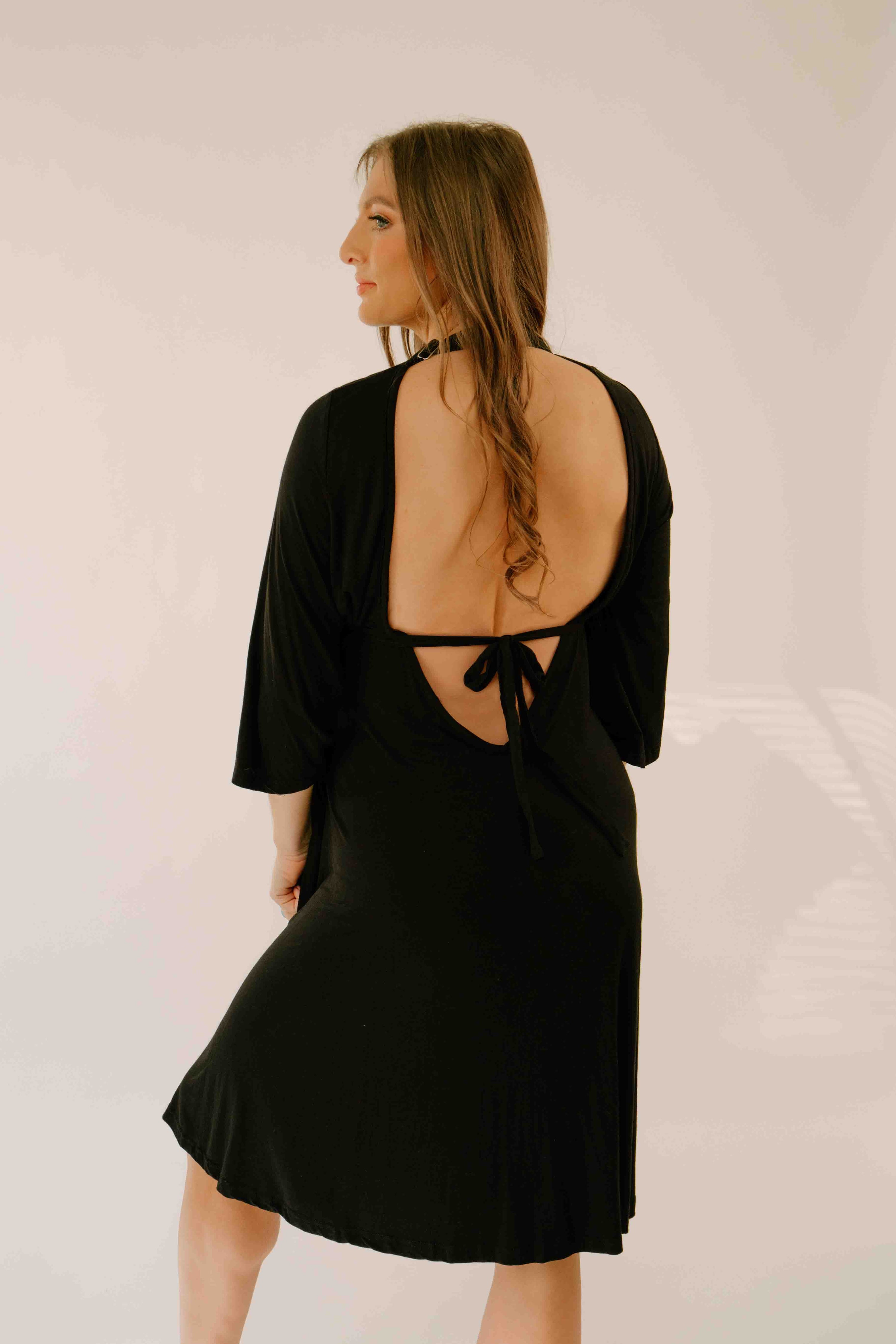 Lila Labor & Postpartum Gown in Black
