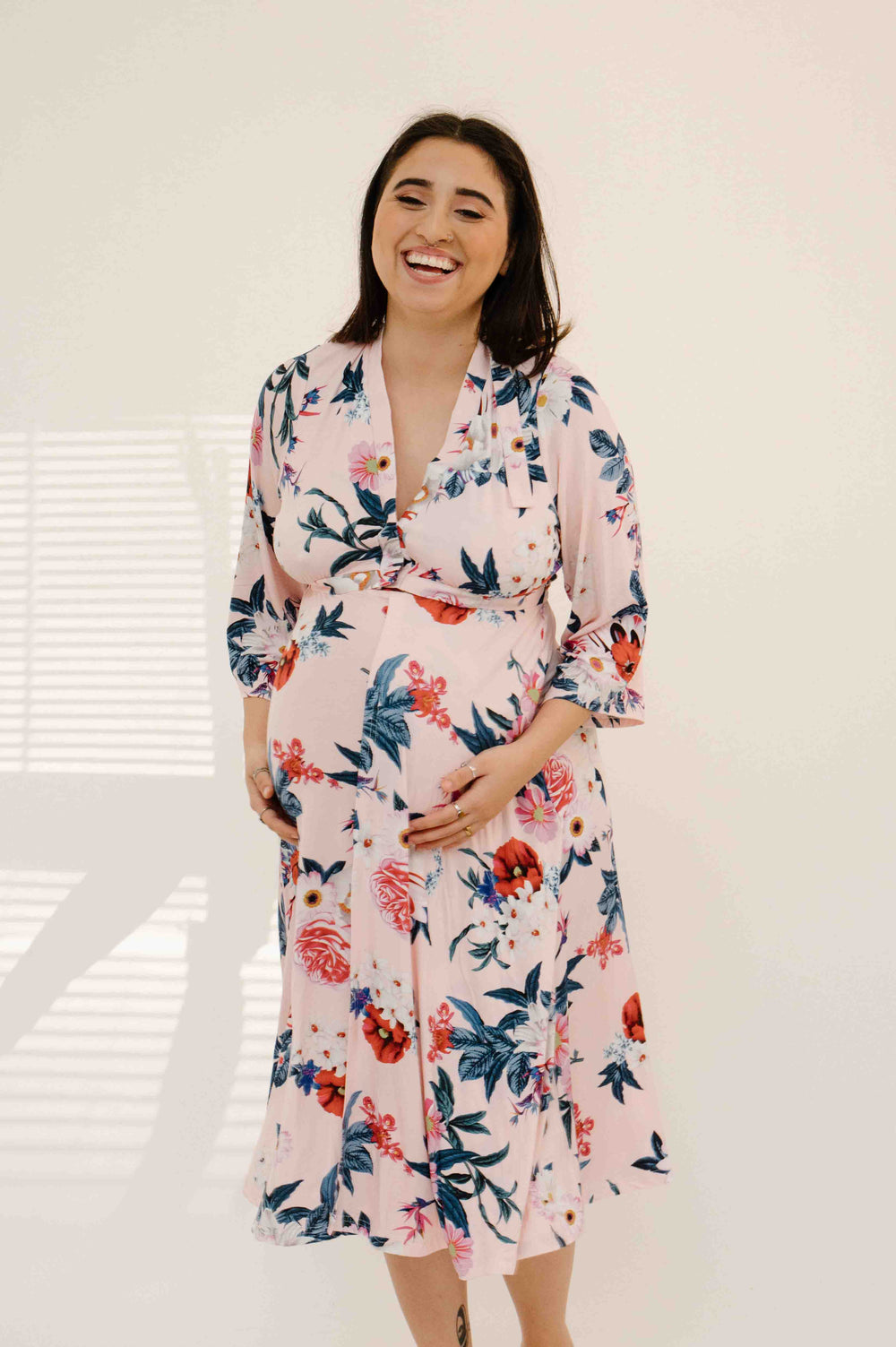 Lila Labor & Postpartum Gown in Blush Floral
