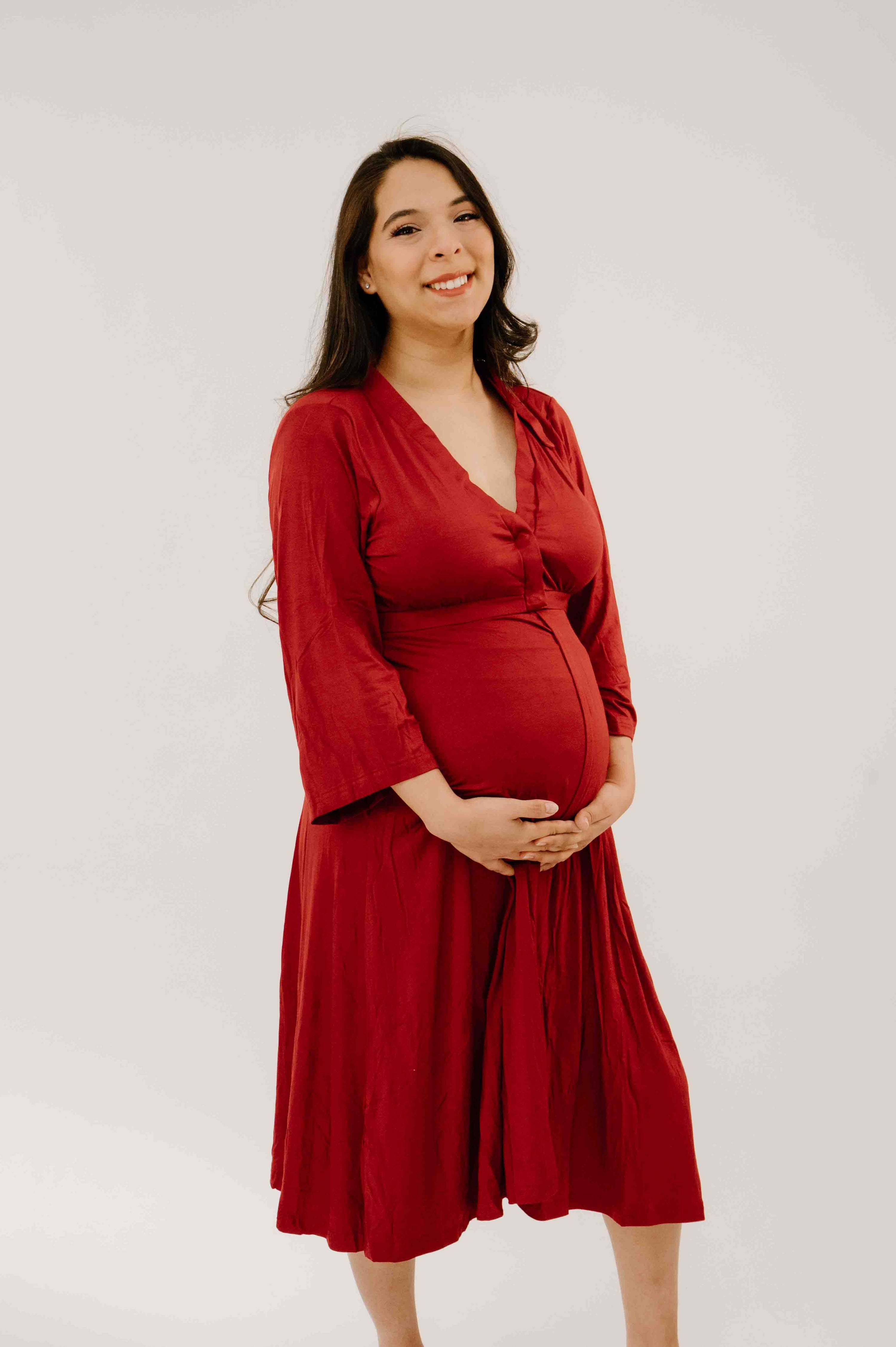 Lila Labor & Postpartum Gown in Crimson Lila Labor & Postpartum Gown in Crimson