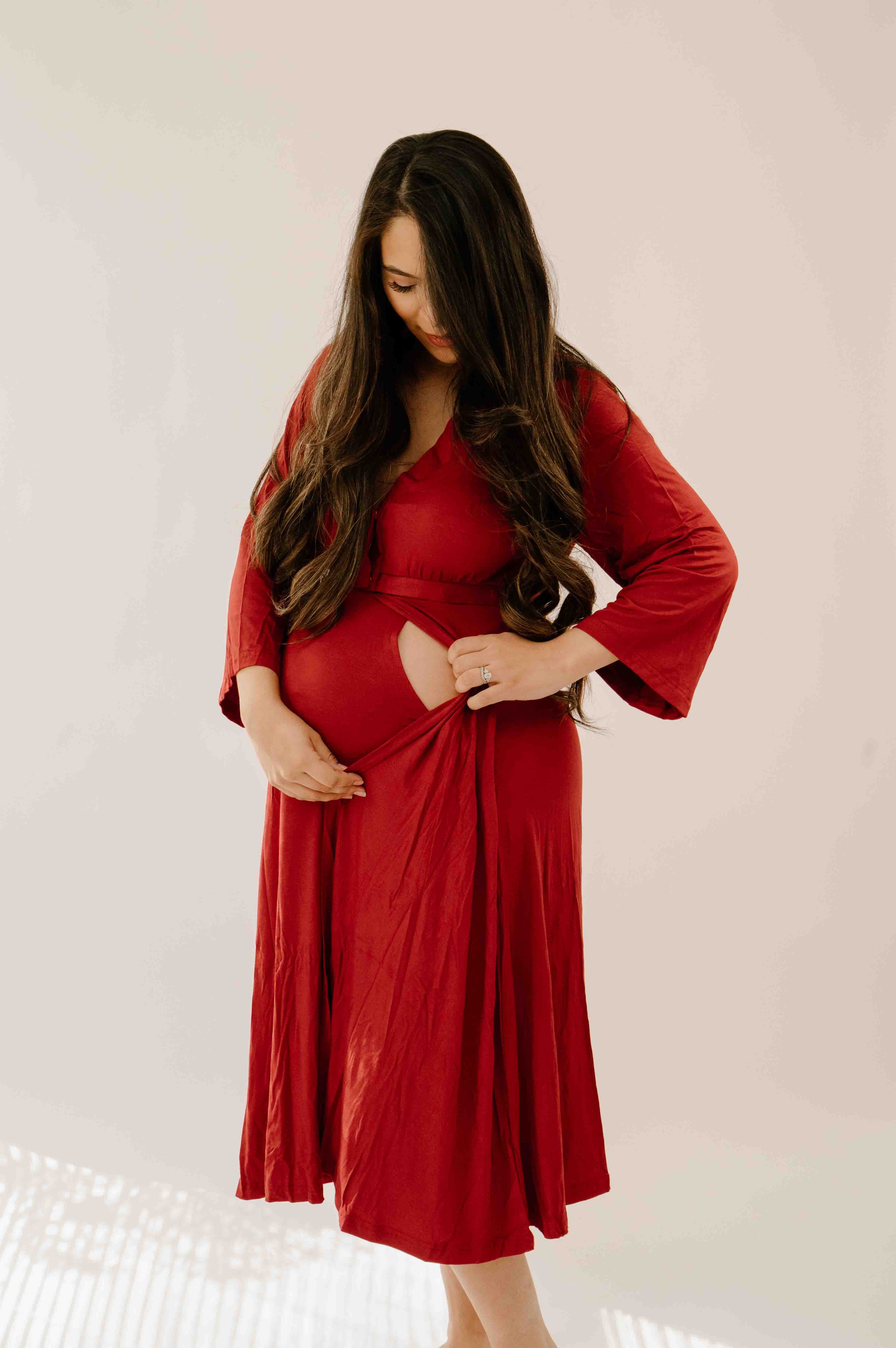 Lila Labor & Postpartum Gown in Crimson Lila Labor & Postpartum Gown in Crimson