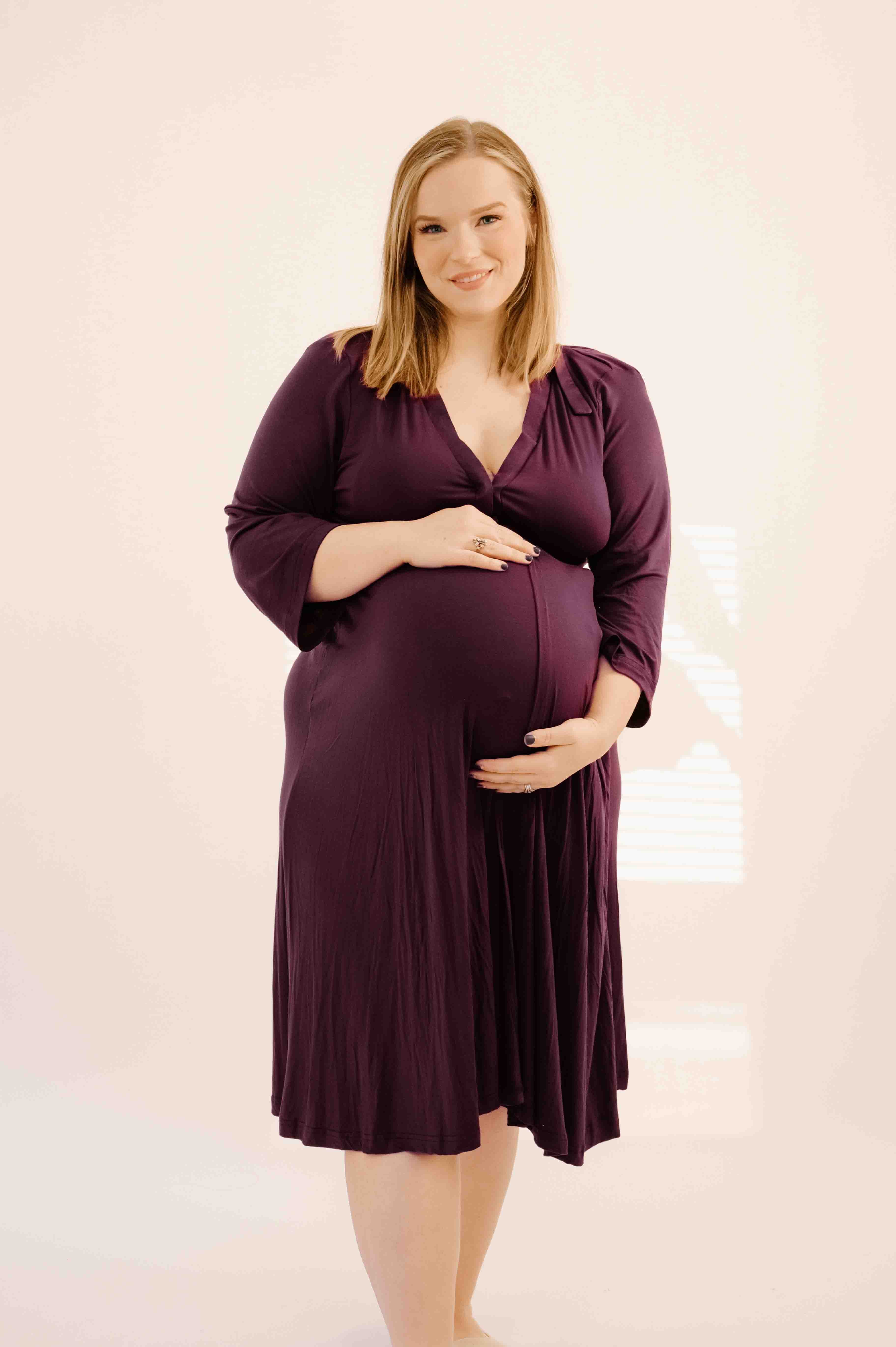 Ruffle Strap Labor & Delivery Gown | Burgundy Plum - Kindred Bravely