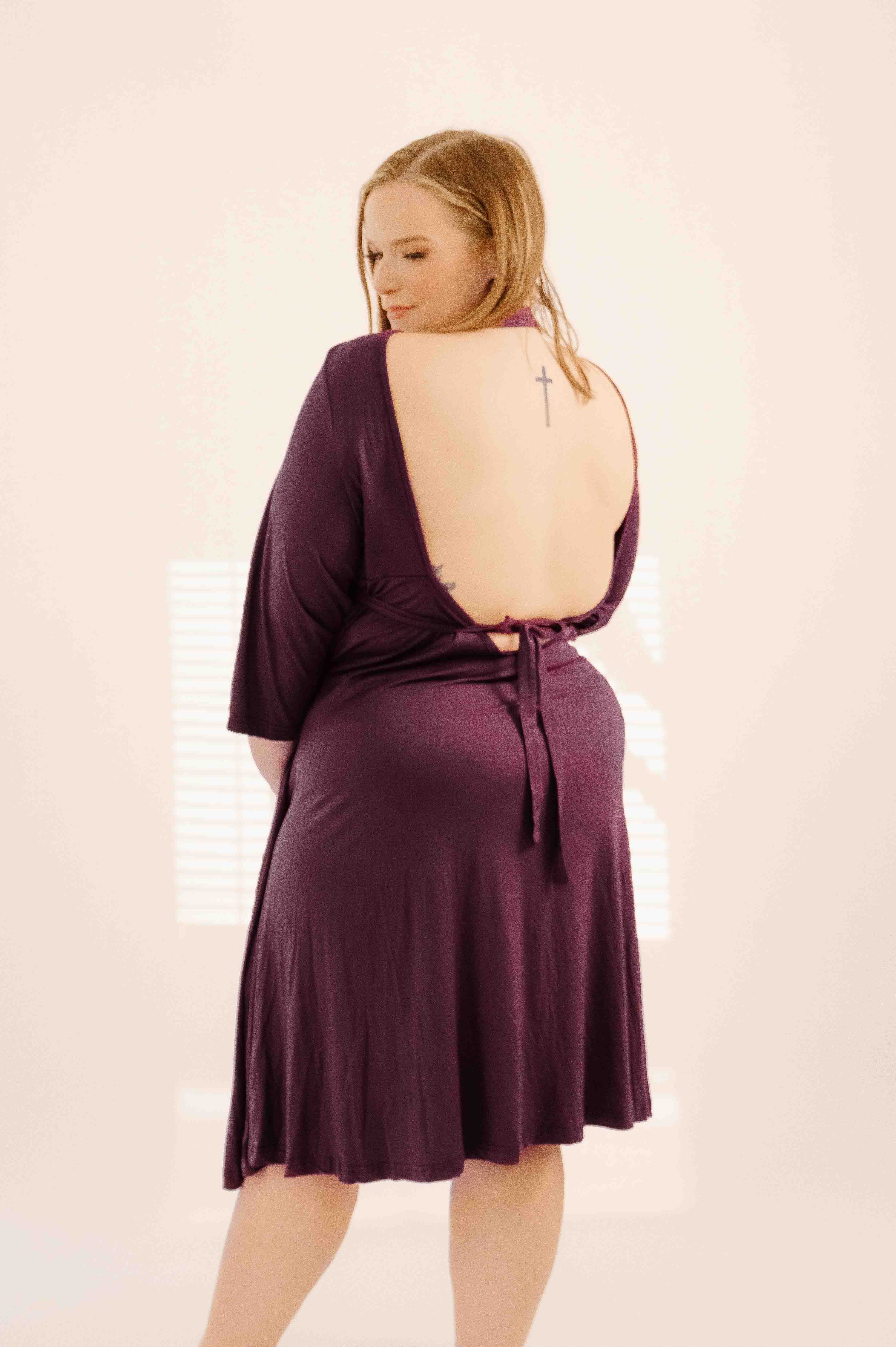 Lila Labor & Postpartum Gown in Plum