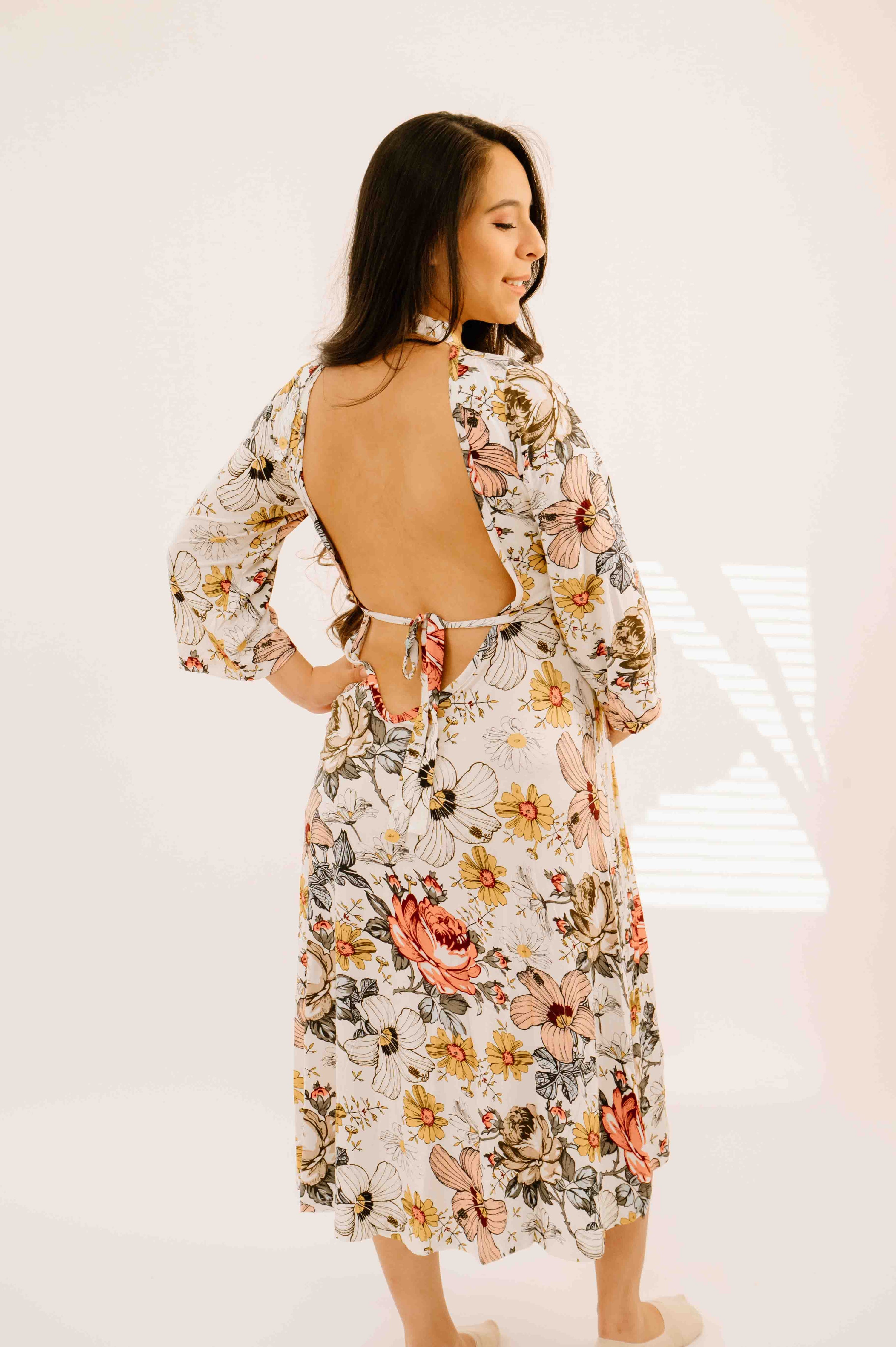 Lila Labor & Postpartum Gown in Vintage Floral