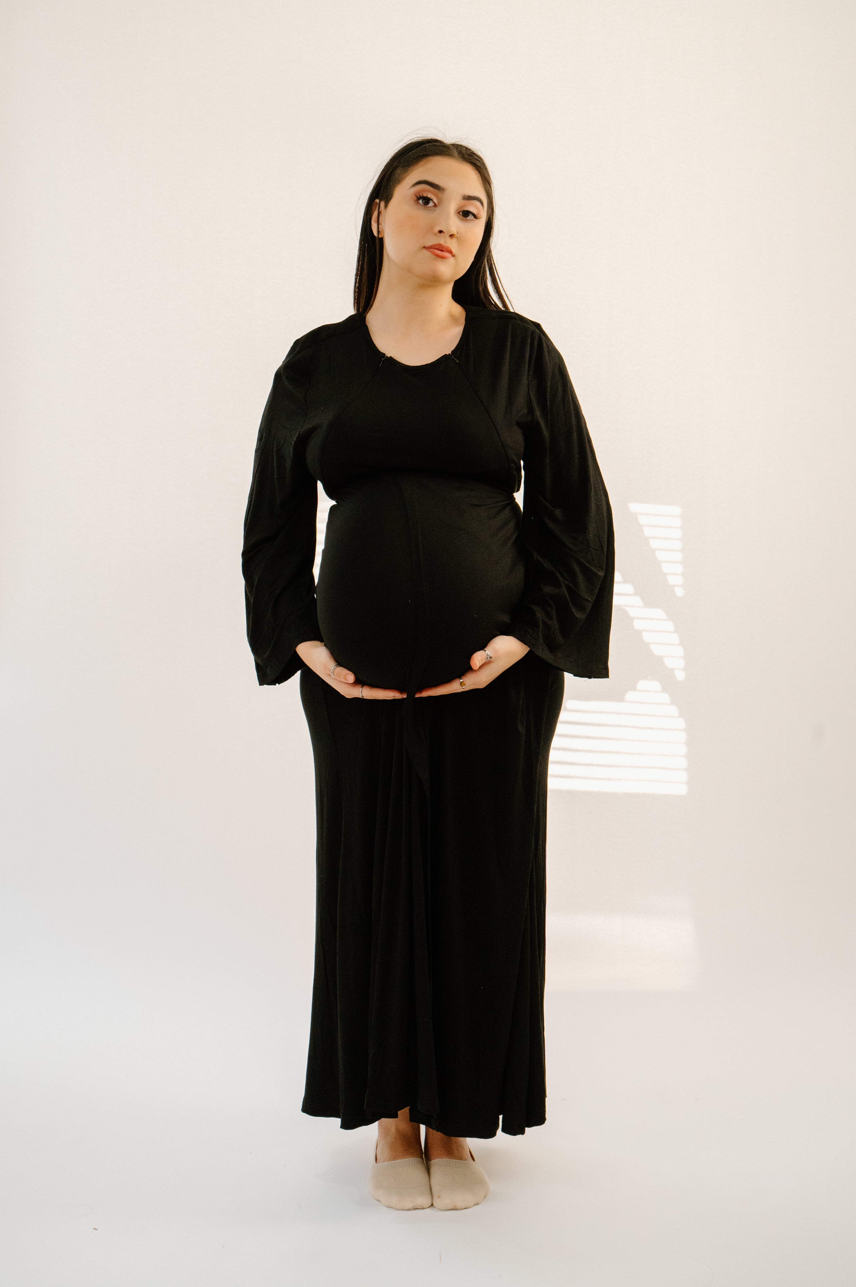 Nadia Labor & Postpartum Gown in Black