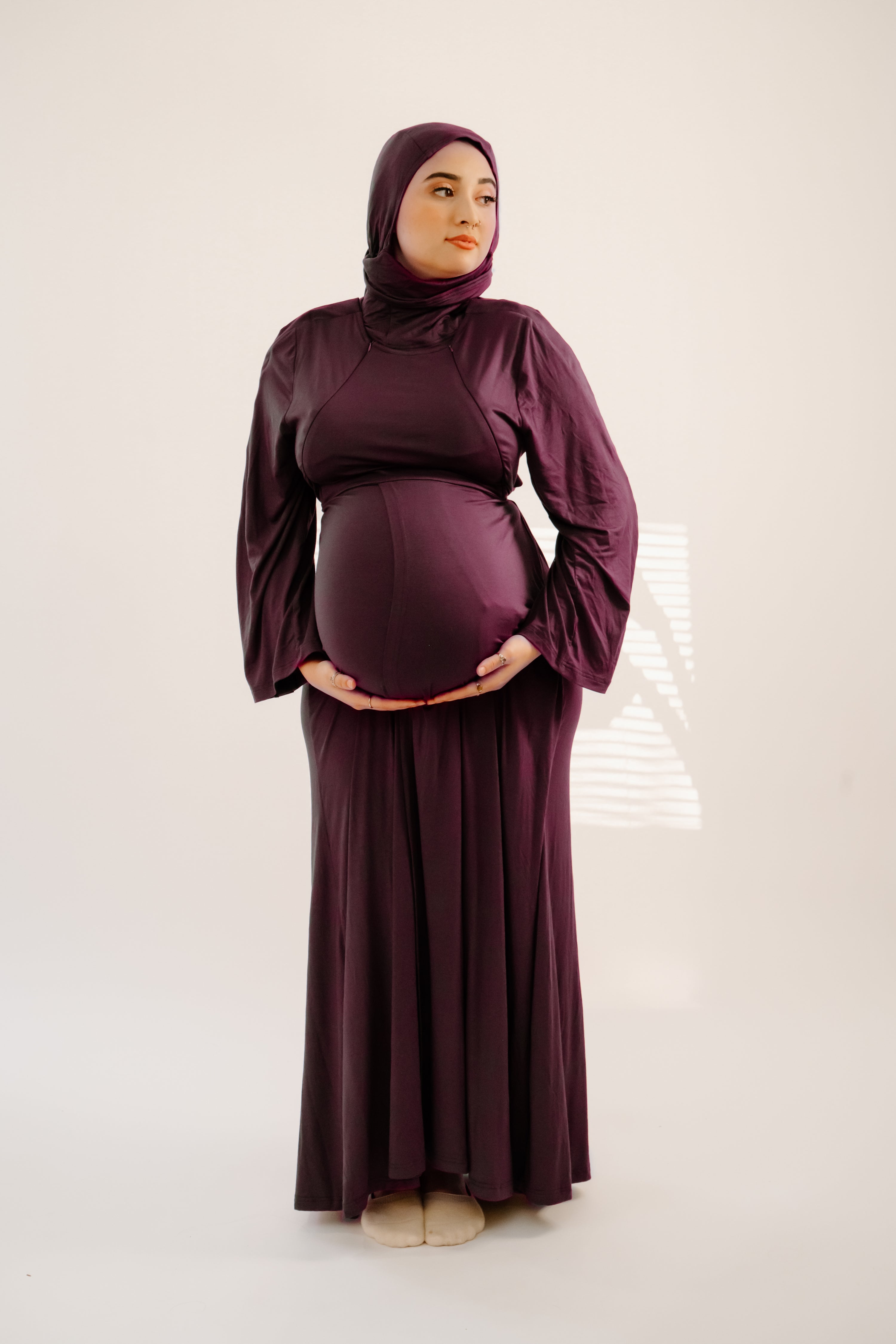 Nadia Labor & Postpartum Gown in Plum