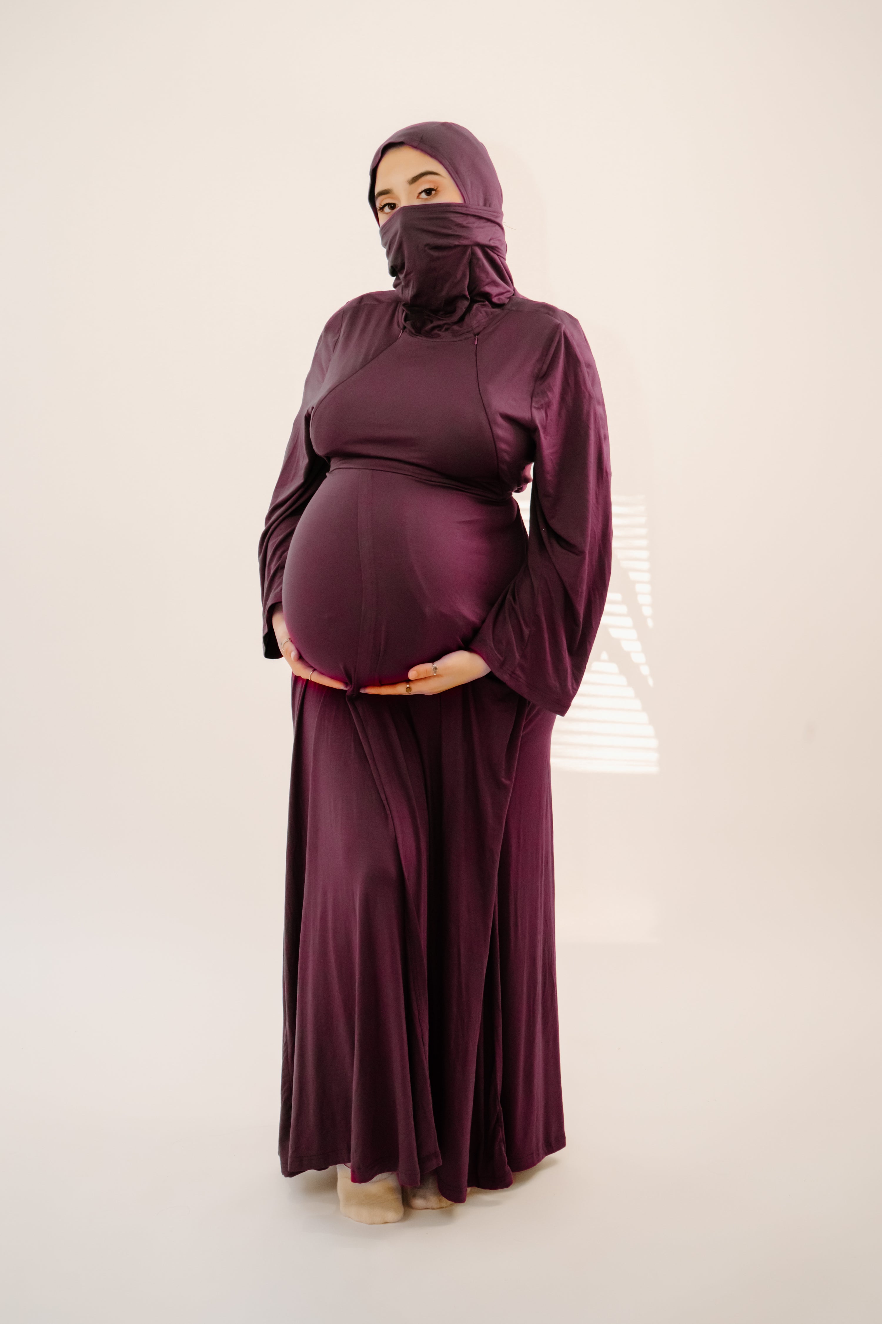 Nadia Labor & Postpartum Gown in Plum