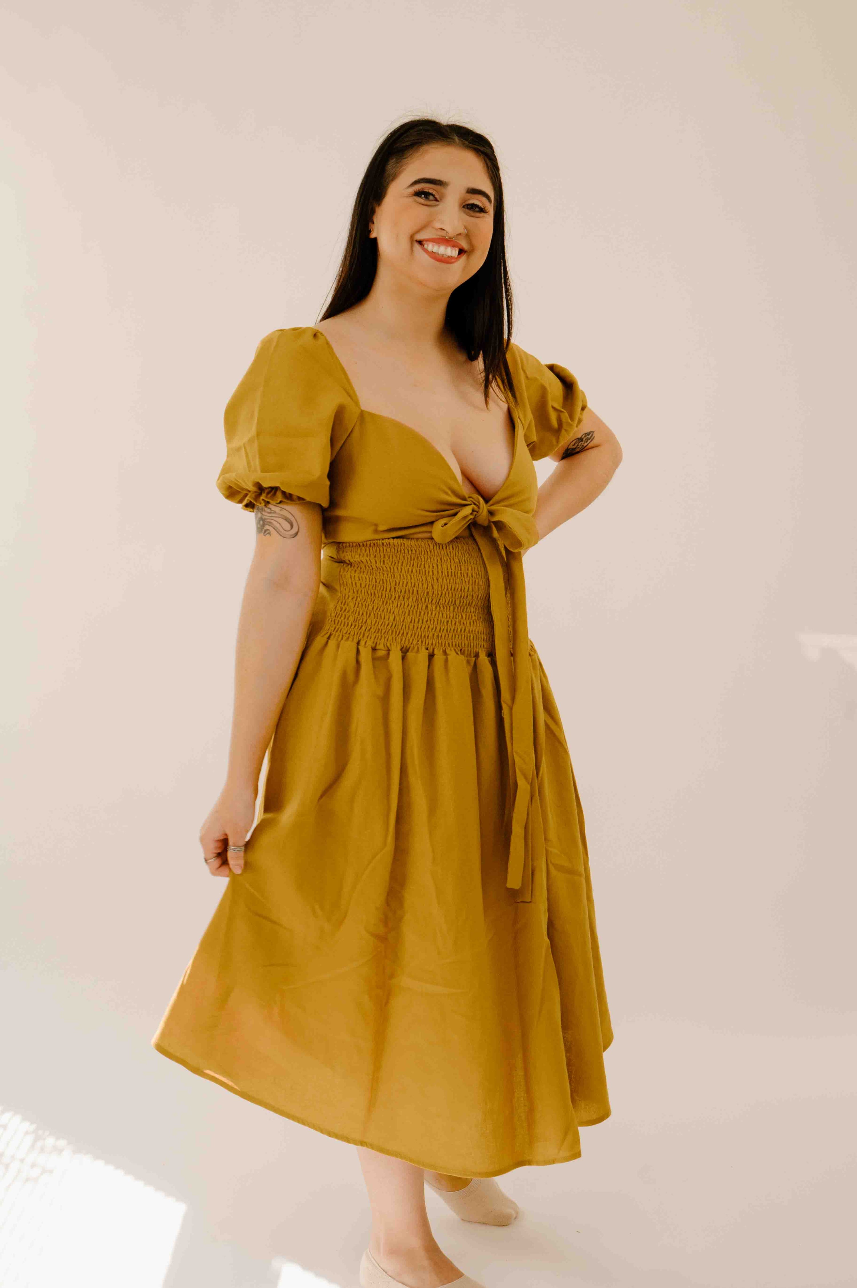 mustard ladies dress Selena Dress in Mustard – Lila