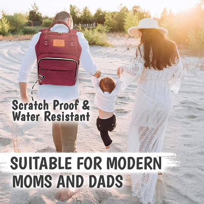 KeaBabies Original Diaper Bag Backpack (Wine Red)