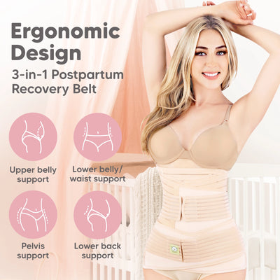 KeaBabies Revive 3 in 1 Postpartum Belt (Classic Ivory, XL)