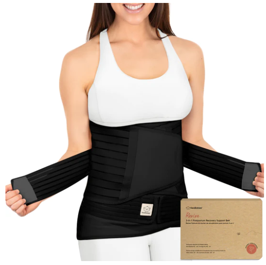 KeaBabies Revive 3 in 1 Postpartum Belt (Midnight Black, XL)