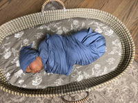 Baby swaddle with hat in periwinkle blue#color_periwinkle